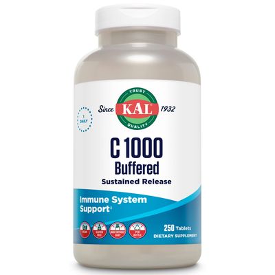 KAL C-1000 Buffered Sustained Release Tablets, 1000 mg, 250 Count