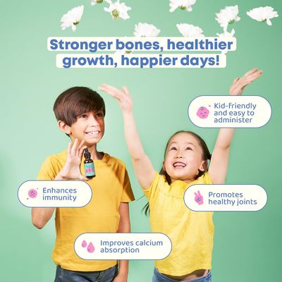 JoySpring Vitamin D3 Kids Drops with Vitamin K2 |360 Servings (2 fl oz)| Vitamin D Toddler Liquid Supplement | Children's Vitamin D Calcium Absorption &amp; Joint Health Support | Vitamin D Kids Ages 3-18