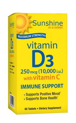 Sunshine Vitamin D 10,000 IU, Healthy and Strong Bones, 30 Servings