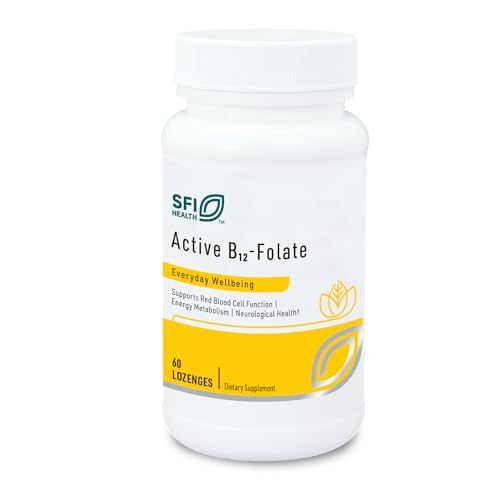 Klaire Labs SFI Health Active B12-Folate - Vitamin B12 Lozenges with Methyl Folate - Methylated B12 (B12 1000 Mcg) and Active Folate Supplement - Hypoallergenic &amp; Tastes Great (60 Dissolvable Tablets)