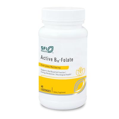 Klaire Labs SFI Health Active B12-Folate - Vitamin B12 Lozenges with Methyl Folate - Methylated B12 (B12 1000 Mcg) and Active Folate Supplement - Hypoallergenic &amp; Tastes Great (60 Dissolvable Tablets)