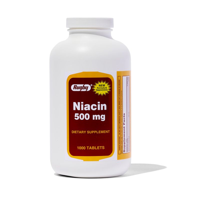 Rugby Niacin 500mg - Vitamin B3 Supplement for Men and Women - 1,000 Tablets