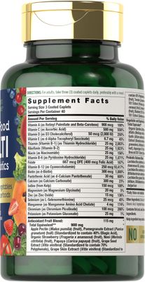Nature's Fortune Whole Food Multivitamin with Probiotics | 120 Coated Caplets | Made with 20 Fruits and Vegetables | Non-GMO &amp; Gluten Free Supplement