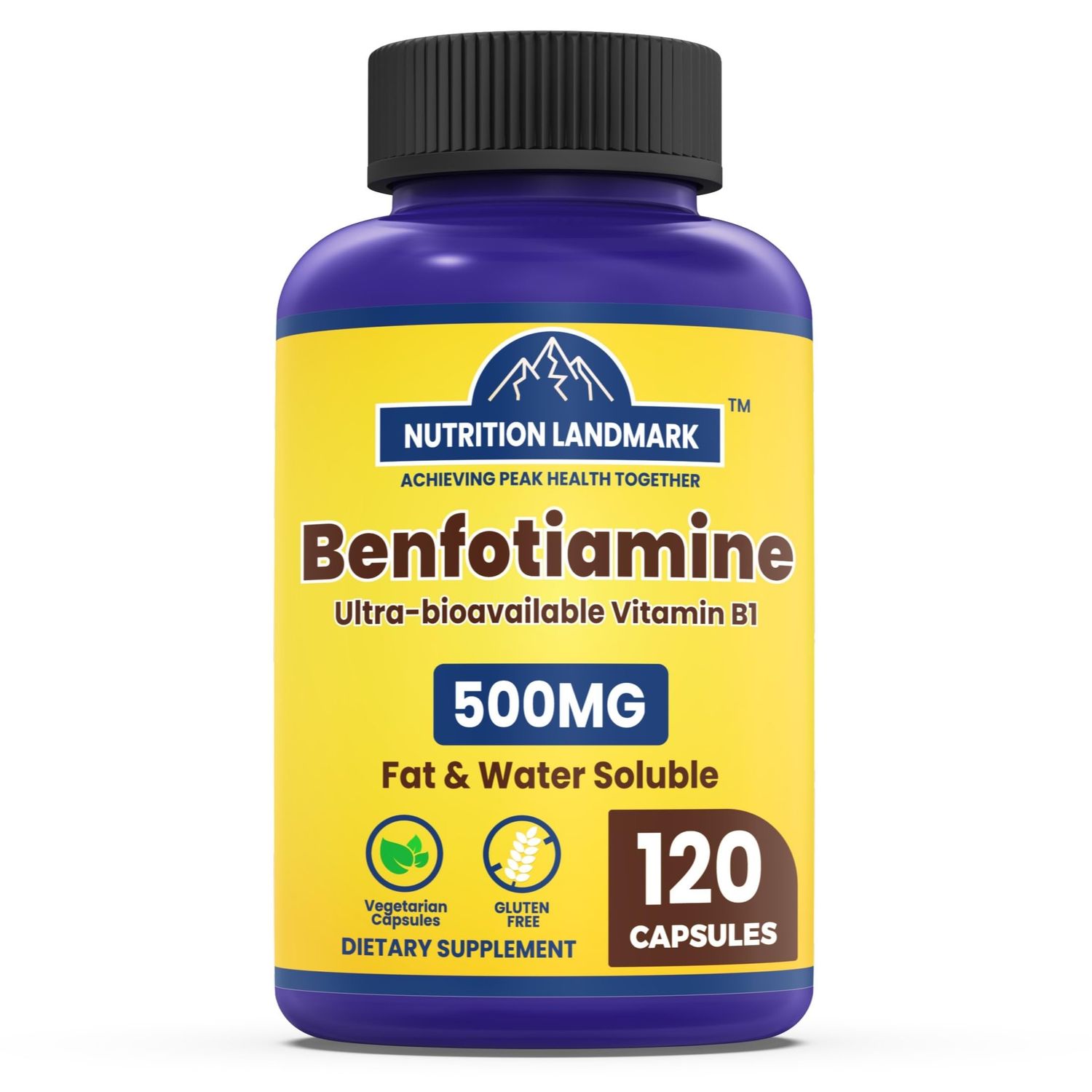 YOYKYE Benfotiamine 500 mg - Thiamin Benfotiamine Supplement Fat-Soluble Vitamin B1 - Highly Bioavailable &amp; Absorbable - Antioxidant Nerve &amp; Energy Support - Vegan, 120 Capsules