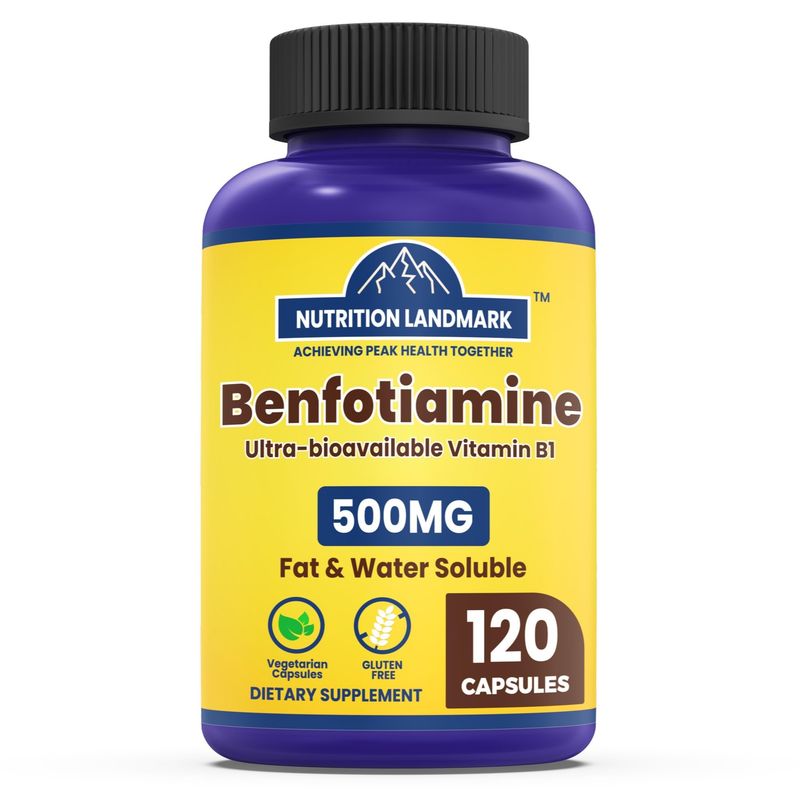YOYKYE Benfotiamine 500 mg - Thiamin Benfotiamine Supplement Fat-Soluble Vitamin B1 - Highly Bioavailable &amp; Absorbable - Antioxidant Nerve &amp; Energy Support - Vegan, 120 Capsules