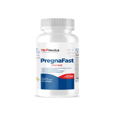 TRIOMEDICA PregnaFast Prenatal Multivitamin Softgels, Supports Healthy Growth, Brain Development, Iron, Folic Acid, Vitamins C, E, (30 Day Supply-60 Count)