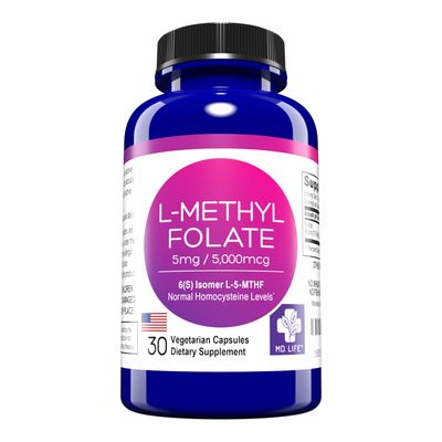 MD Life L-Methylfolate 5mg - Professional-Grade Active Methylfolate Supplement - Maximum Potency MTHFR Supplements - L methylfolate 5mg 30 Capsules - Essential Amino Acids