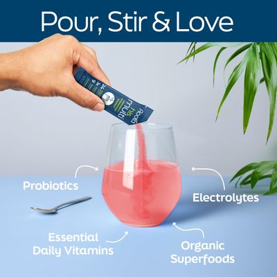Root'd Multivitamin Powder for Men - 24 Vitamins &amp; Minerals with 3X Electrolytes, 9 Organic Superfoods, Probiotics &amp; Enzymes, Sugar-Free Multivitamin &amp; Hydration | 15 Vitamin Drink Mix Packets