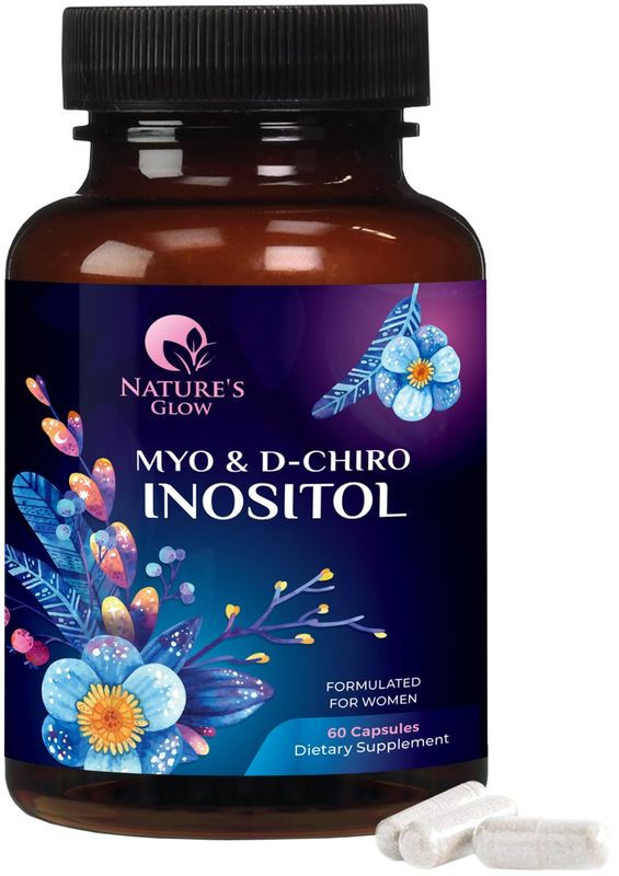 Myo Inositol Supplement &amp; D Chiro Inositol, Premium 40:1 Ratio Myo-Inositol &amp; D-Chiro Inositol, Natural Balance &amp; Ovarian Health Support, Vitamin B8 Inositol Supplement - 60 Capsules (30 Day Supply)