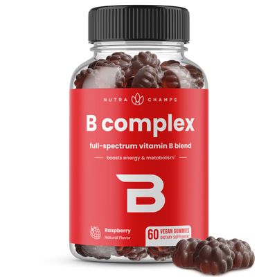 Vitamin B Complex Gummies | Vitamin B Gummies for Women, Men &amp; Kids | Boosts Energy &amp; Metabolism | B Complex Vitamins B1, B2 (Riboflavin), B3 (Niacin), B5, B6, B7 (Biotin), B9 (Folic Acid), Methyl B12