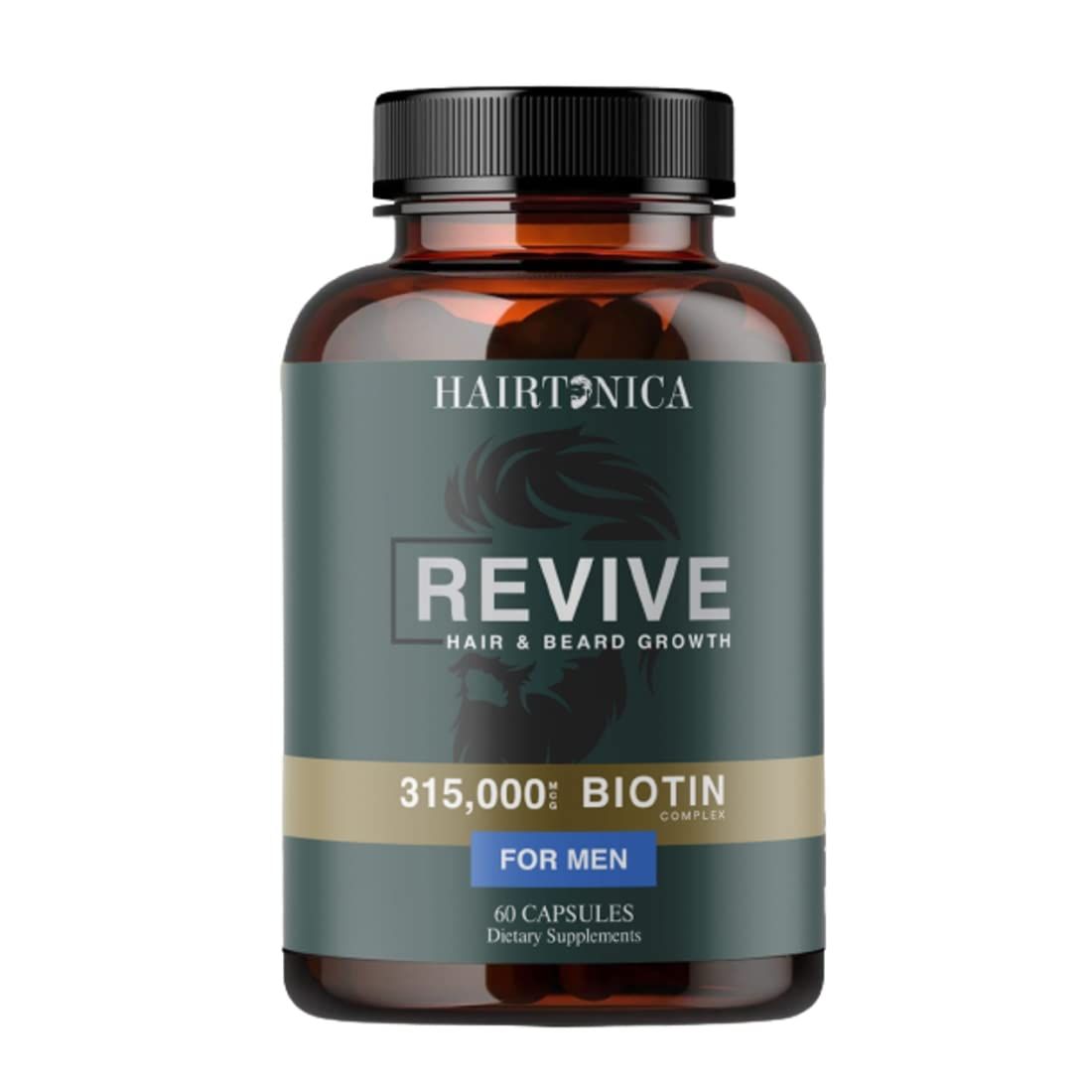 Vine Nutrition Hair Vitamins for Men Beard Growth MSM Powder Saw Palmetto Hairtonica | Extra Strength 315,000 mcg Biotin Keratin Collagen | May Help Support Hair Loss Greying &amp; Thinning | 60 ct