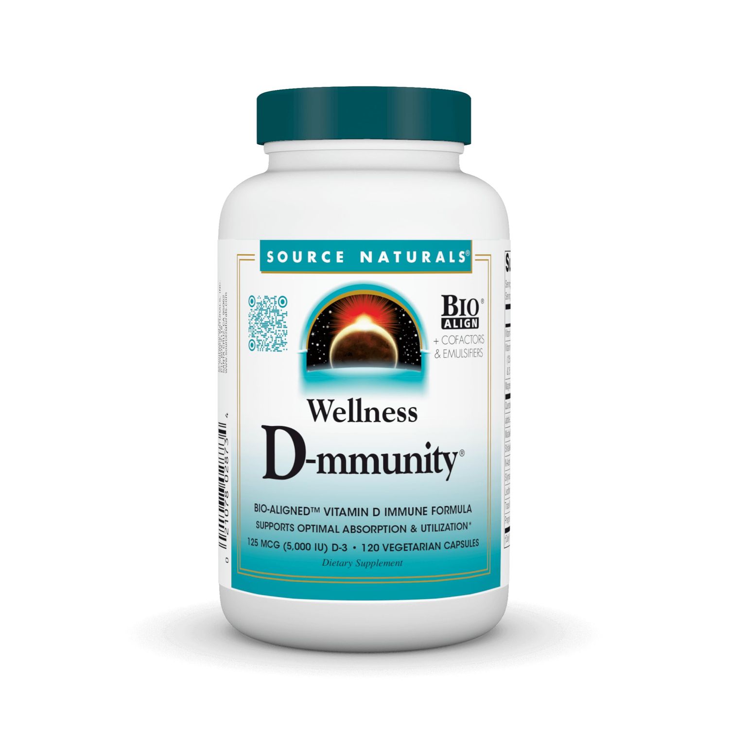 Source Naturals Wellness D-mmunity, Bio-Aligned Vitamin D Immune Formula, Supports Optimal Absorption and Utilization* - 120 Vegetarian Capsules