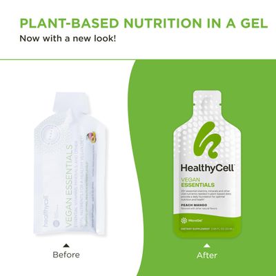 Healthycell Vegan Essentials - Liquid Multivitamin Supplement for Brain, Heart, Immunity, Energy, Skin and Hair Support - Vegan Multivitamin for Women & Men - Maximum Absorption - 30 Gel Packs