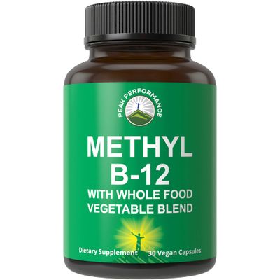 Methyl B12 Vitamin + Whole Food Blend of 25 Vegetables and Fruits for Max Absorption. Vegan Vitamin B12 Methylcobalamin - Methyl B-12 Supplement for Energy, Focus and Relief. 30 Day Supply Capsules