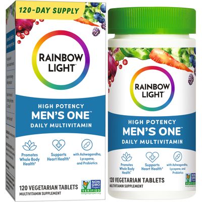 Rainbow Light Mens One Multivitamin, Men&#39;s Daily Multivitamin Provides High-Potency Immune Support, With Vitamin C, Vitamin D and Zinc, Vegetarian, 90 Count