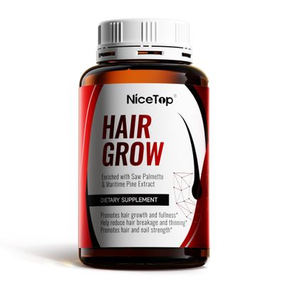 NiceTop Hair Growth Supplement, Hair Care Support for Strength, Thickness Growth, with Biotin, Vitamin A, C, E, Zinc, 60 Capsules