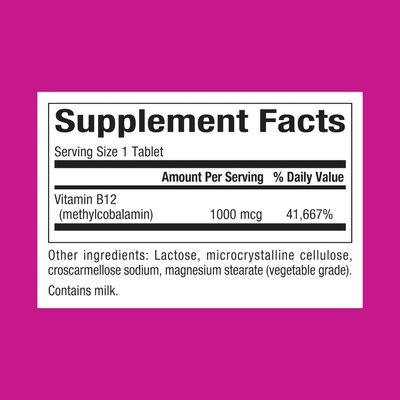 Natural Factors Vitamin B12 Methylcobalamin 1,000 mcg, Offers The Most Metabolically Active Form of B12, 180 Chewable Tablets