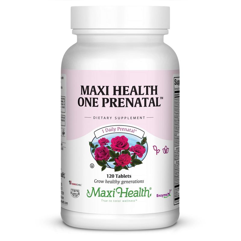 Maxi Health One Prenatal - Womens Prenatal Vitamins with Iron - Enhanced Absorption &amp; Bioavailability - Daily Multivitamin for Women - Multi Vitamin &amp; Mineral Supplement for Adults - 120 Capsules