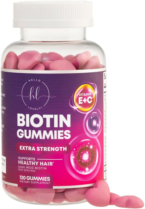 Hair Vitamins Gummy with Biotin 5000 mcg, Hair Growth Support with Vitamins E &amp; C, Non-GMO &amp; Gluten Free, Thicker, Stronger &amp; Beautiful Hair, Skin &amp; Nails, Hair Vitamin for Women &amp; Men - 120 Gummies