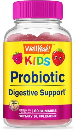 WellYeah Kids Probiotic Gummies - Digestive Support, Gut Health, Immune Support Gummy - Probiotics for Digestive Health - Vegan, Gluten Free - 60 Gummies