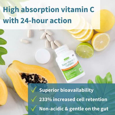 High Absorption Super Vitamin C, Clean Label Pureway-C 1000mg, Vegan Vitamin C with Bioflavonoids, 60 Servings, 24-Hour Action, Immune Health, Energy, Heart &amp; Brain, by Igennus