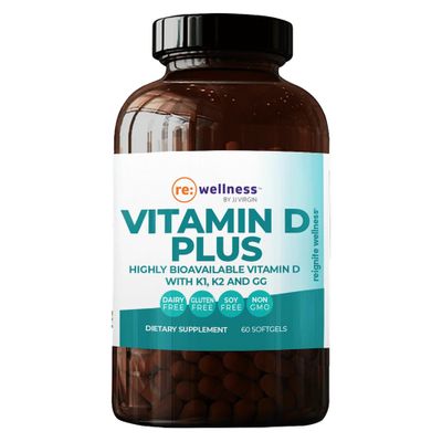 Reignite Wellness by JJ Virgin Vitamin D Plus - Relevant Serving of 5000 IU, Highly Absorbable Vitamin D + Vitamin K1 &amp; K2 - GG Supplement for Immune Health - Bone and Heart Supplement (60 Softgels)