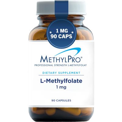 MethylPro 1mg L-Methylfolate - Professional Strength Active Methyl Folate Supplement for Brain Support &amp; Balanced Mood - Gluten-Free Cognitive Supplement with No Fillers (90 Capsules)