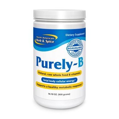 North American Herb &amp; Spice Purely-B - 14.1 oz - Whole Food B Complex Concentrate - Natural Energy Source, Healthy Metabolic Response - Raw Chaga &amp; Maca - Non-GMO - 28 Servings