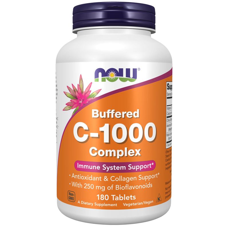 NOW Foods Supplements, Vitamin C-1000 Complex with 250 mg of Bioflavonoids, Buffered, Antioxidant Protection*, 180 Tablets