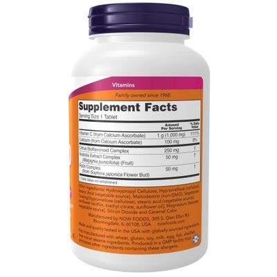 NOW Foods Supplements, Vitamin C-1000 Complex with 250 mg of Bioflavonoids, Buffered, Antioxidant Protection*, 180 Tablets