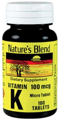 Nature&#39;s Blend Vitamin K 100Mcg Tablets 100 Ct