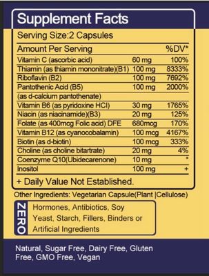 TheraSuva Vitamin B-Complex + CoQ10 + Vitamin C - Max Strength Supplement for Energy, Metabolism Support, 120 Softgels, 60 Day Supply