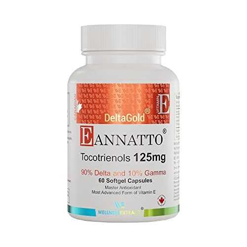 WELLNESS EXTRACT Eannatto Tocotrienols Vitamin E Supplements Tocopherol Free, Supports Immune Health, Non-GMO, Gluten Free &amp; Antioxidant (125MG 60 Softgels)