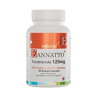 WELLNESS EXTRACT Eannatto Tocotrienols Vitamin E Supplements Tocopherol Free, Supports Immune Health, Non-GMO, Gluten Free &amp; Antioxidant (125MG 60 Softgels)