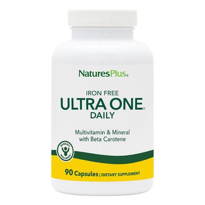 Natures Plus Ultra One Iron Free - 90 Easy to Swallow Capsules - High Potency Once Daily Multivitamin &amp; Mineral Supplement - Natural Energy - Vegetarian, Gluten-Free - 90 Servings