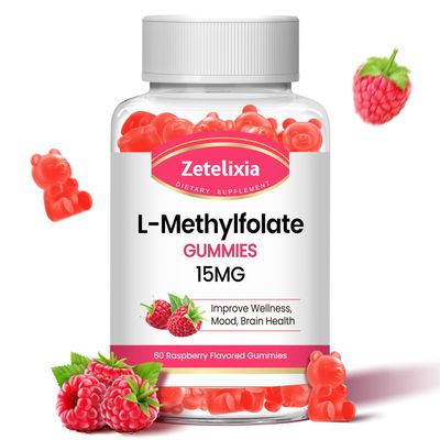Zetelixia L-Methylfolate 15mg Gummies, Methylated Multivitamin with Methylated B12, Active 5-MTHF Form, Supports MTHFR Mutation, Methylation, Mood &amp; Cognition, Vegan, Non-GMO, Raspberry Flavor, 60 Cts