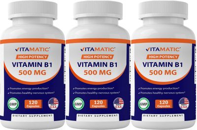 Vitamatic 3 Pack Vitamin B1 (Thiamine) 500mg, 120 Capsules