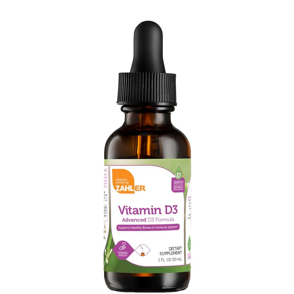 Zahler Liquid Vitamin D, Vitamin D3 Liquid 1000IU, Vitamin D Drops, Kosher, 1OZ