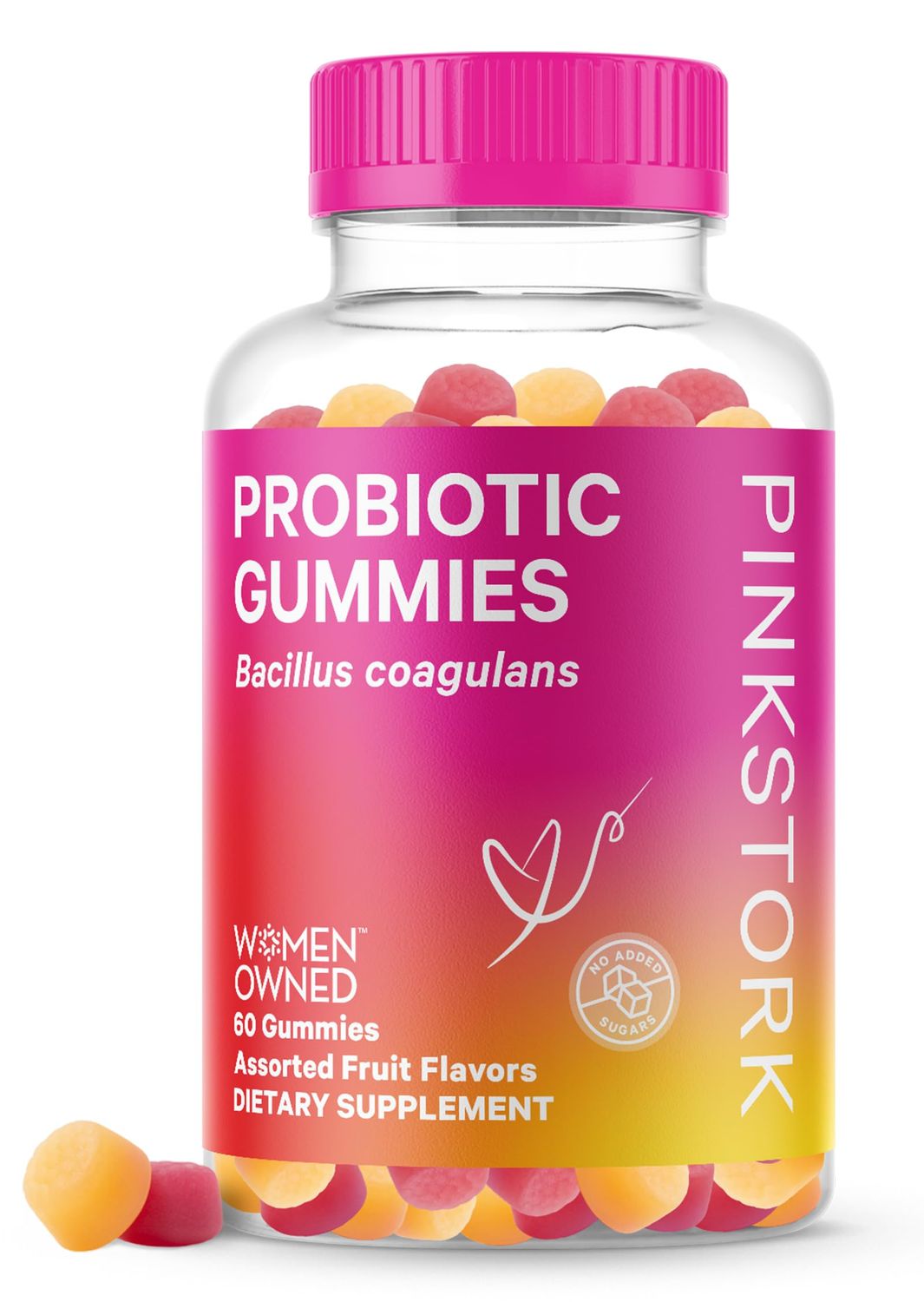 Pink Stork Probiotic Gummies for Prenatal &amp; Postnatal Women - Probiotics for Digestion, Morning Sickness, pH Balance, Gut Health, Immune Support - 60 Sugar-Free Probiotics - 5 Billion CFUs