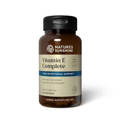 Nature&#39;s Sunshine Vitamin E Complete w/ Selenium, 60 Softgels |Powerful Antioxidant Supplement with Selenium and all Eight Molecules in the Vitamin E Family