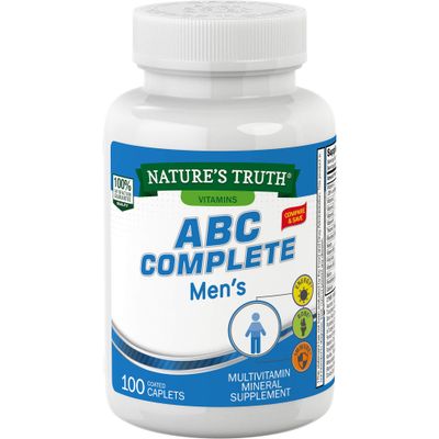 Nature&#39;s Truth Adult ABC Complete Multivitamin For Men | With Iron | 100 Caplets | Non-GMO &amp; Gluten Free