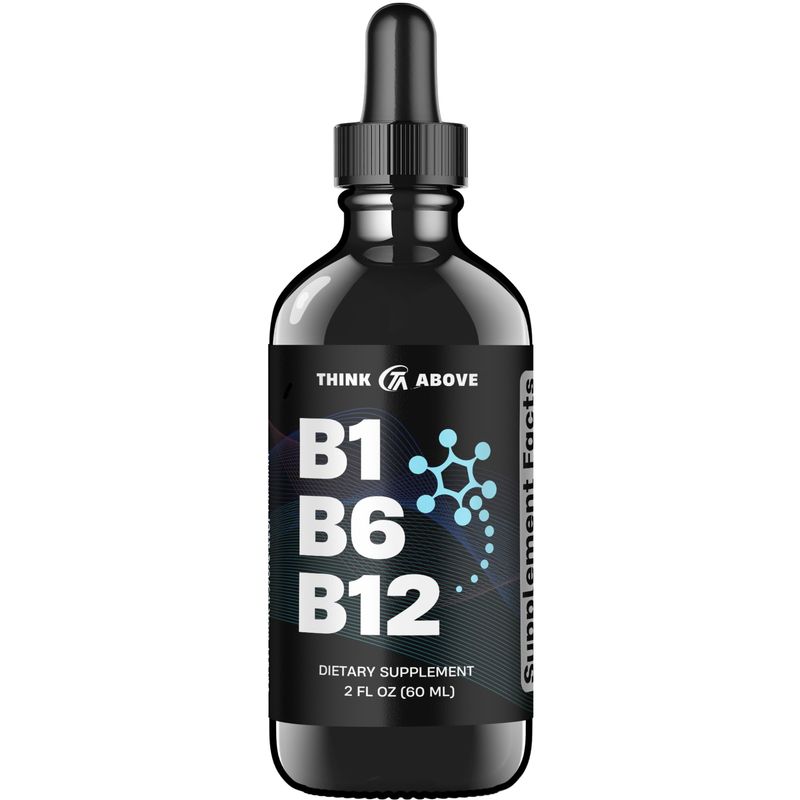 B1 B6 B12 Vitamin Liquid Drops - Nerve, Energy, Brain Support Supplement - Fruity-Like Flavor - Methylcobalamin, Thiamine, Pyridoxine - 60 Day Supply - 2 oz - for Men and Women - Simply Made