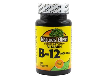 Nature&#39;s Blend Vitamin B-12 1000 MCG, 100 Tablets - Boosts Energy, Supports Nerve Health, Enhances Metabolism, and Promotes Red Blood Cell Formation