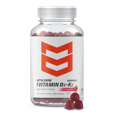 MTN OPS Vitamin D3 K2 Gummies | 5000 IU Vitamin D3 and Vitamin K2 MK7 | Naturally Gluten-Free with Natural Strawberry Flavor | 60 Soft-Chew Gummies as 60 Servings per Container