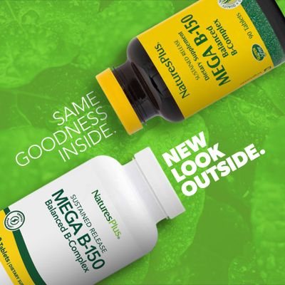 Natures Plus Mega B-150 (90 Tablets, Pack of 2) - Balanced B-Complex - Sustained Release Formula - Vegetarian, Gluten Free - 180 Total Servings