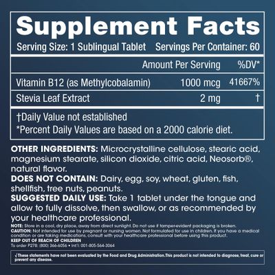 ProHealth Methyl B-12 Methylcobalamin (1000 mcg, 60 sublingual Tablets) (Vitamin B-12)
