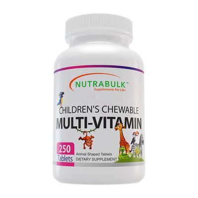 NutraBulk Childrens Chewable Multi-Vitamins - Promotes Overall Development - USA Made Vitamins for Kids to Support Immune System &amp; Bones |Gluten Free Cherry Flavored 250 Tablets