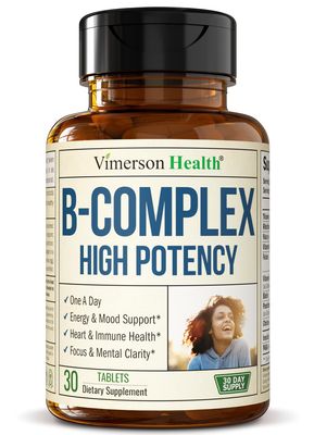 Vitamin B Complex with Vitamin B12, Niacin, Vitamin B2, Vitamin B6, Folic Acid 400mcg. B Complex Vitamins for Women &amp; Men. Aids Mood, Energy, Nervous System &amp; Immune Support. High Potency. One a Day