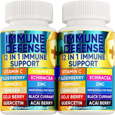 12 in 1 Premium Immune Defense Vitamins - Immune Supplement w/ Vitamin D3 5000 IU Vitamin  1000mg Zin 50mg - Luxe Choice for Premium Immune Support - With Echinacea Elderberry and Ginger - 120 Caps