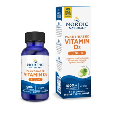 Nordic Naturals Plant-Based Vitamin D3 Liquid - 1 oz - 1000 IU Vitamin D3 - Healthy Bones, Mood &amp; Immune System Function - Non-GMO, Vegan - 60 Servings